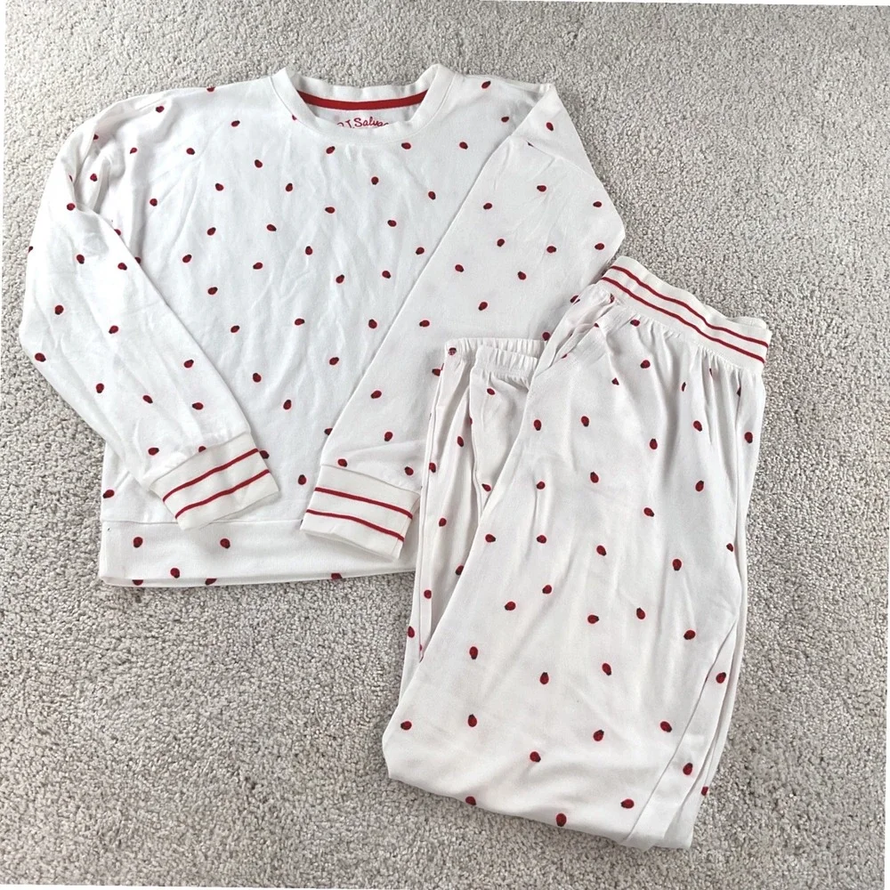 PJ Salvage‎ Tween Kids Ivory Red Ladybug Lounge Set Size 10 MED New with Tags